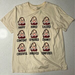 Disney Beige Short Sleeve Tee with Dwarf Expressions